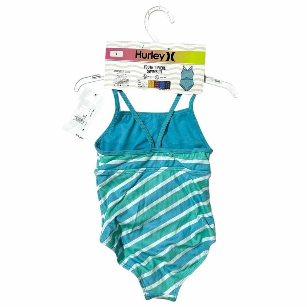 Hurley Girl's One Piece Open Mid Drift Ribbed Swimsuit Size 4 - Picture 7 of 7